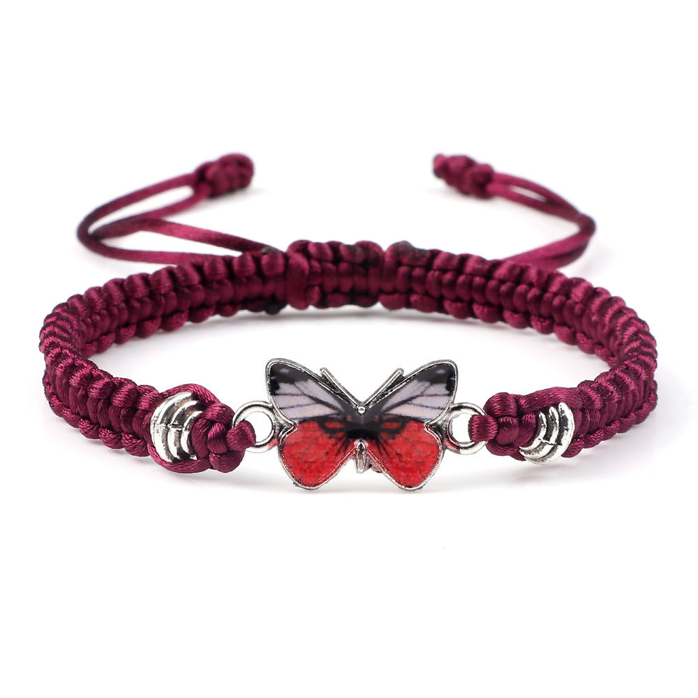 Couple Butterfly Buckle Braided Bracelet