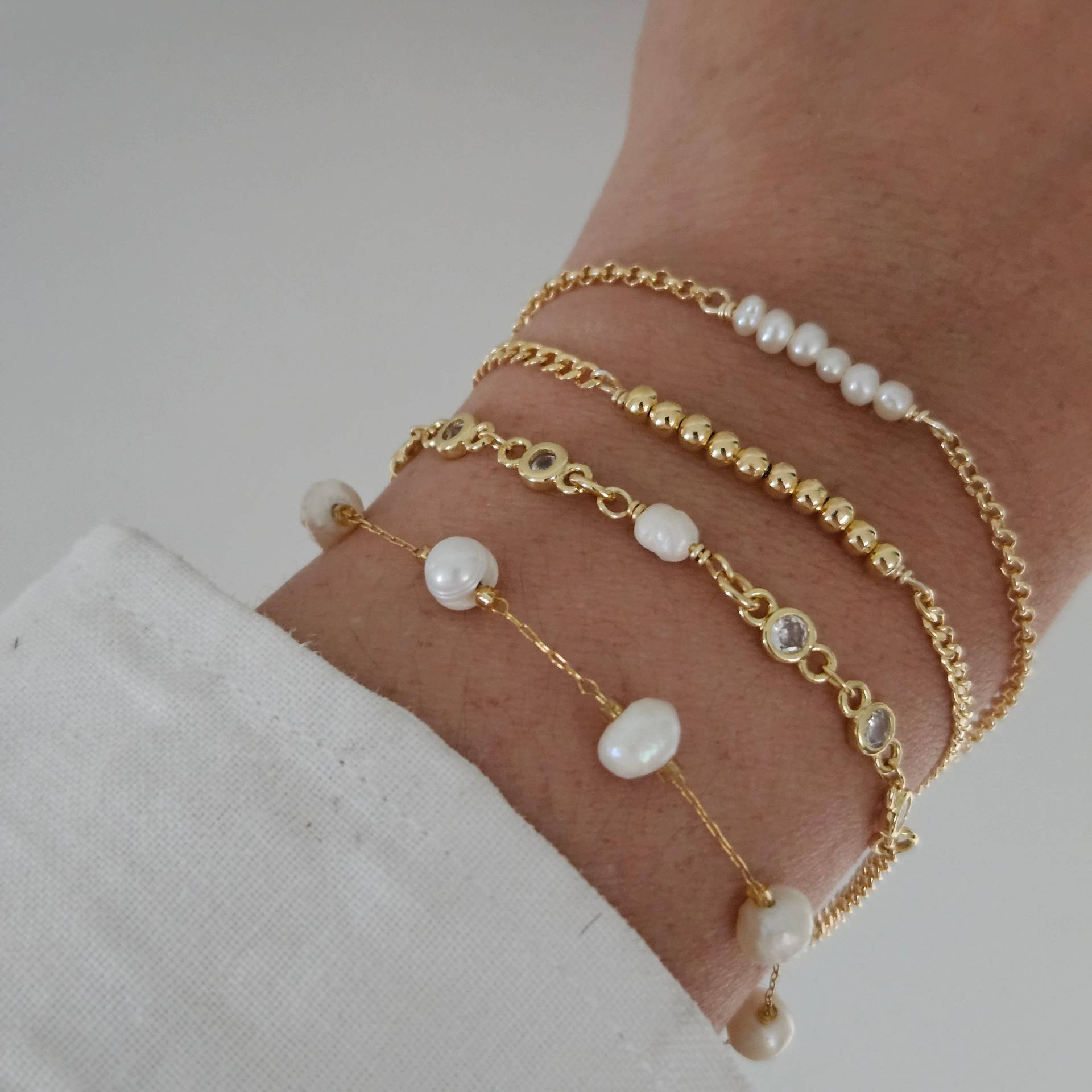 Simple Fashion Matching Creative Design Geometric Pearl Beaded Bracelet