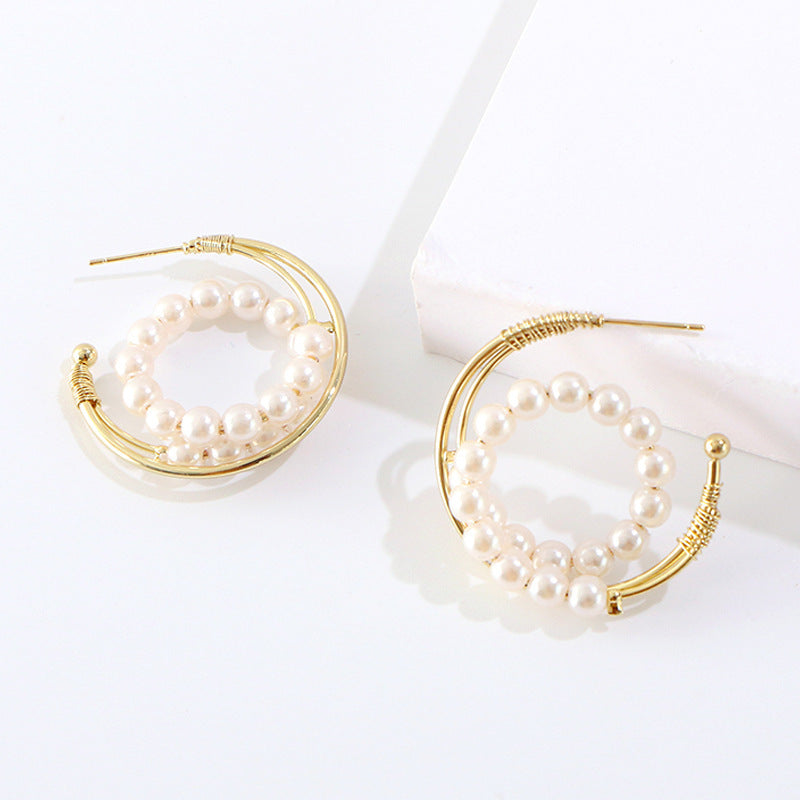 Korean Style C-shaped Golden Cold Wind Earrings