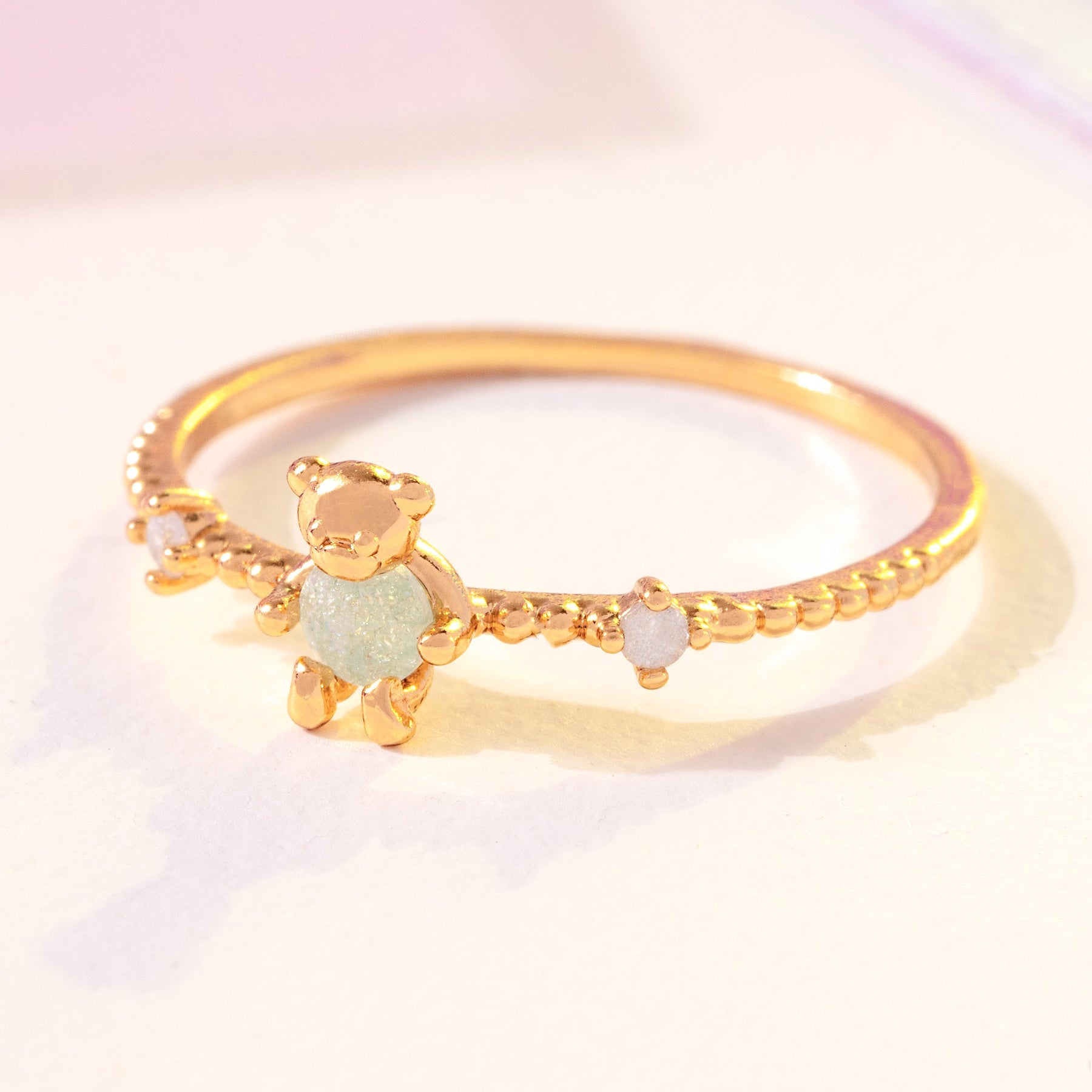 Japanese And Korean Style Cute Bear Ring Does Not Fade Minority Fashion