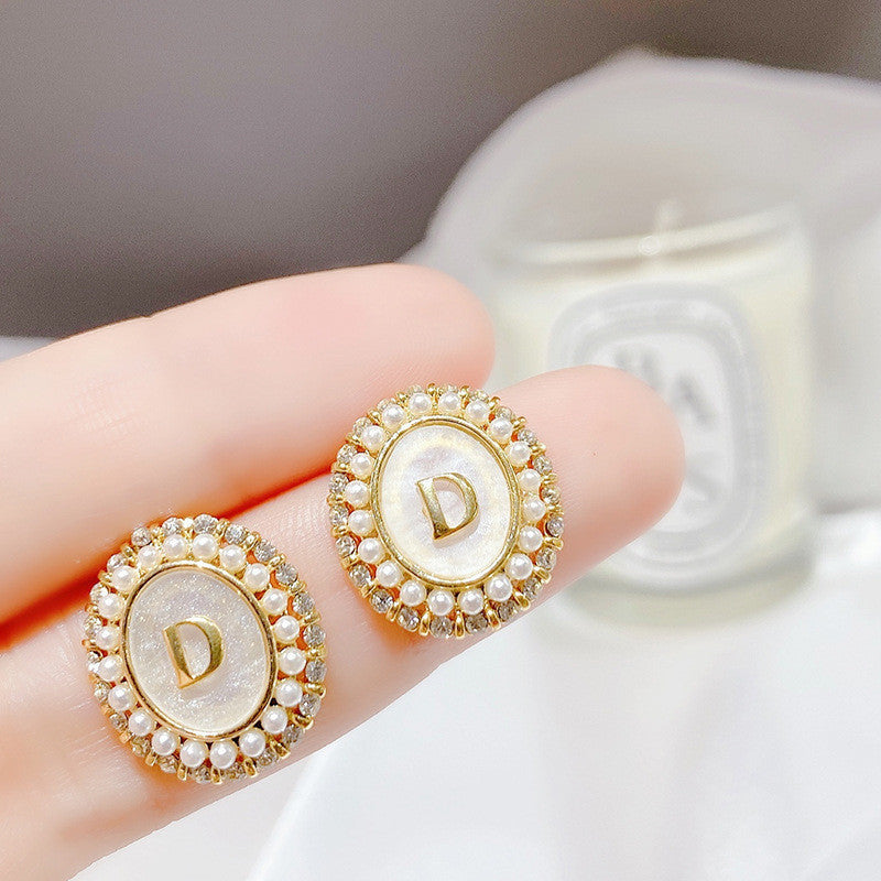 Pearl S925 Silver Needle Stud Earrings Korean Temperament Earrings