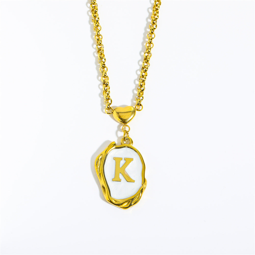 Titanium Steel Letter Drop Oil Three-dimensional Necklace