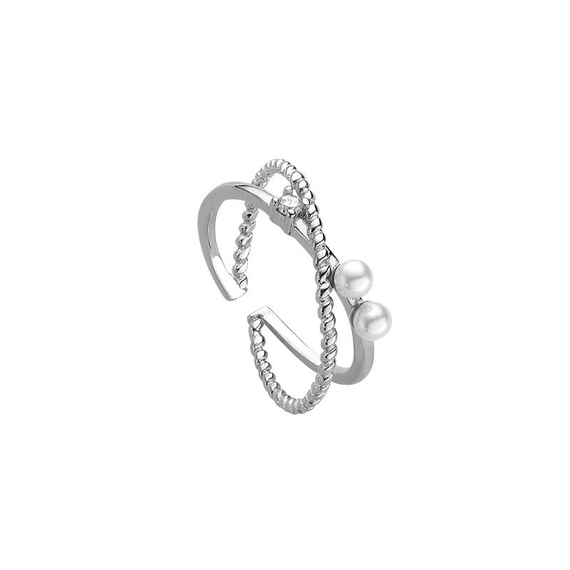 Sterling Silver Sweet Special-interest Design Diamond Cross Ring