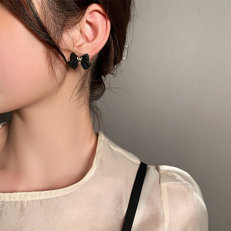 Red Black Color Bowknot Dangle Earrings For Girl Korean Sweet Women Fashion Jewelry