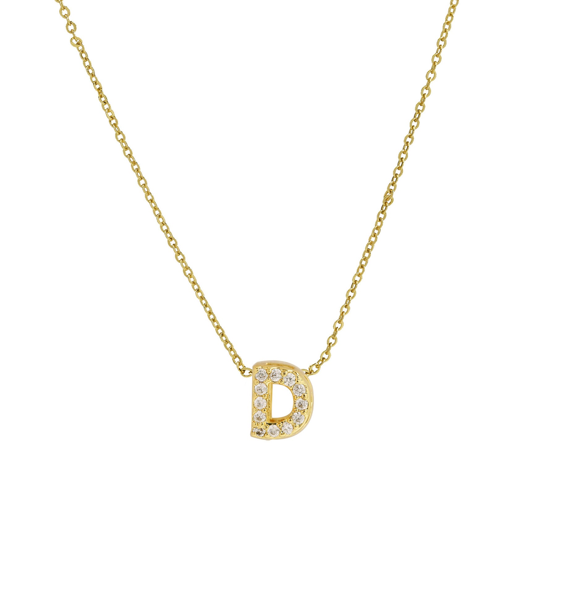 Gold Micro Inlaid With Diamond All-match Classic 26 English Letters Necklace Pendant