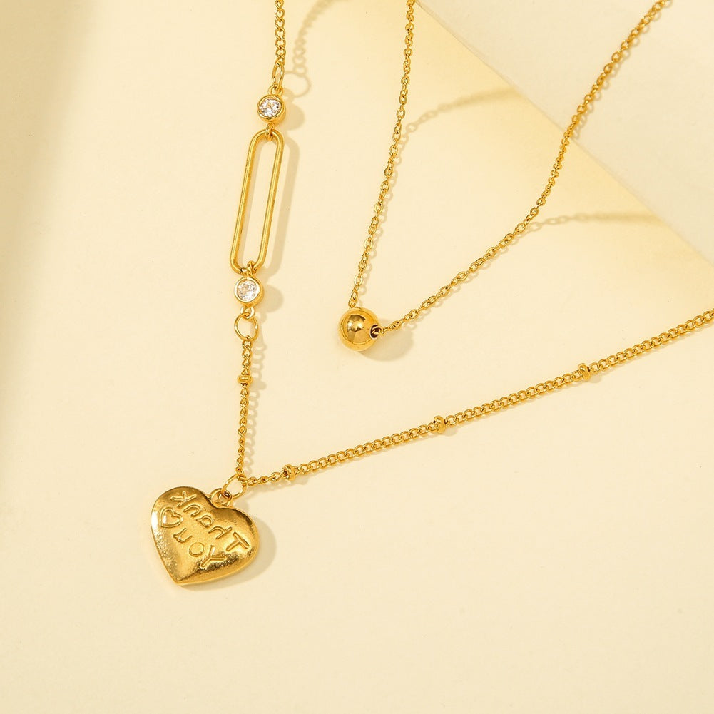 Letter Thankyou Pendant Titanium Steel Heart-Shaped Clavicle Chain