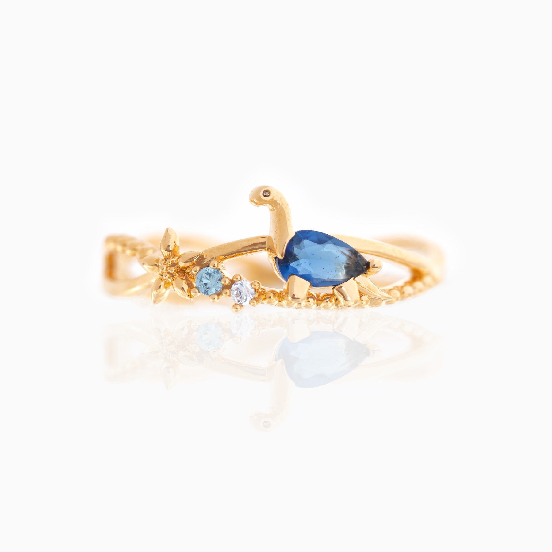 Small Dinosaur 18K Gold-plated Color-retaining Zircon Ring