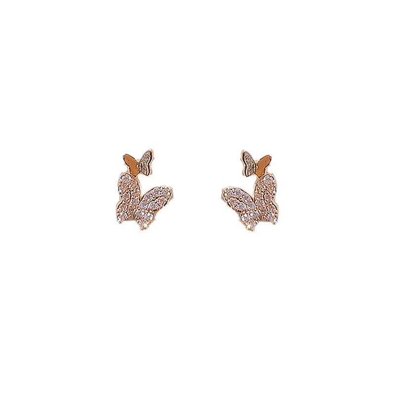 Micro Inlaid Butterfly Stud Earrings French Earrings Women