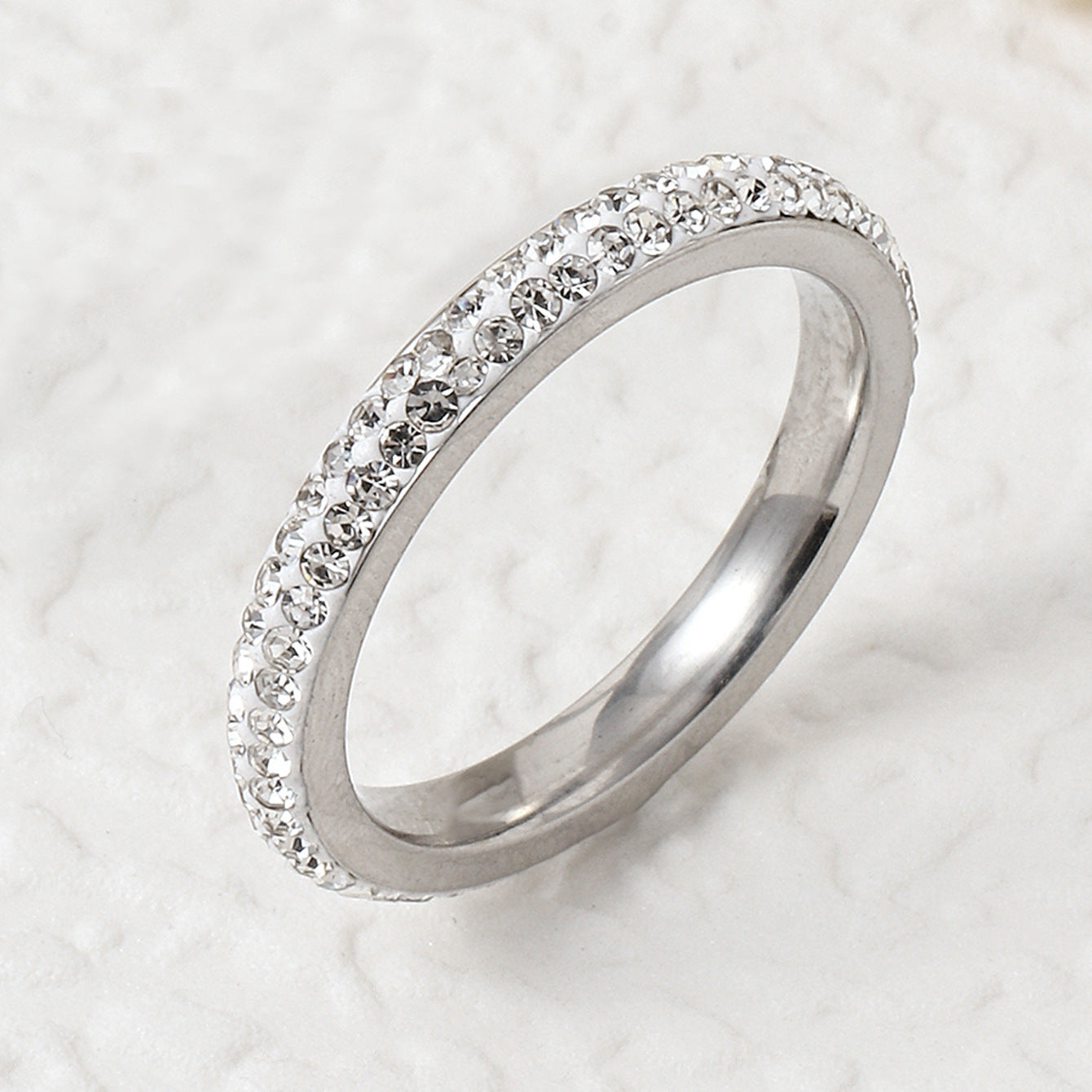 Titanium Steel Ring Female Five Rows Clay Full Diamond Ring