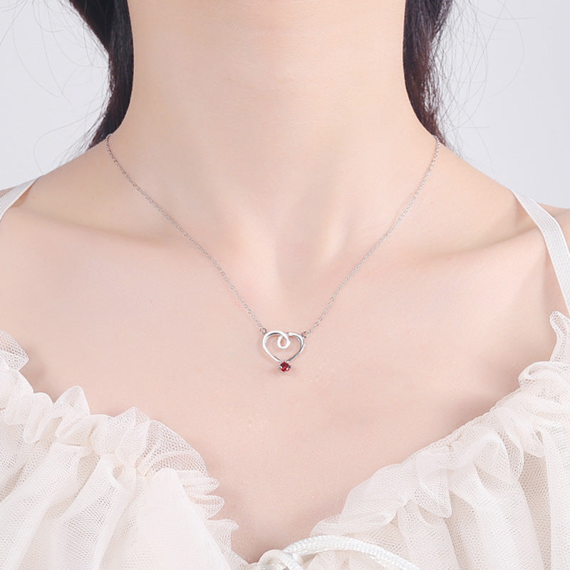 Heart-shaped Red Diamond Clavicle Chain