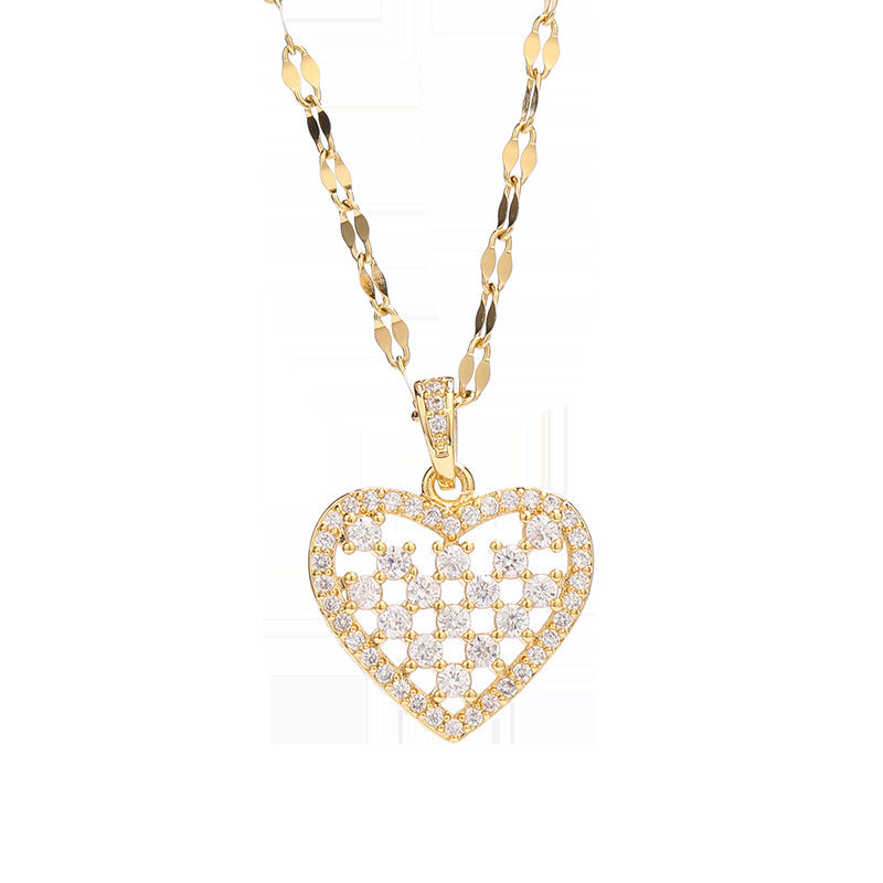 Heart Clavicle Chain Women's Geometric Independent Packaging Short Diamond Heart Necklace