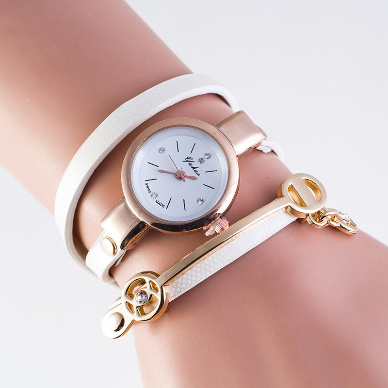 Casual three-winding bracelet watch