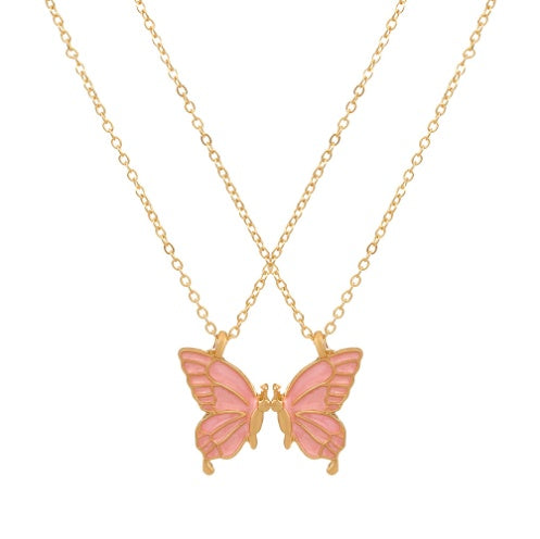 2pcs Oil Drip Butterfly Necklace Ins Creative Clavicle Chain Pendant Necklace For Women Valentine's Day Birthday Gift