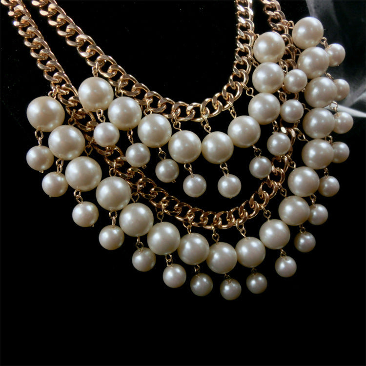 European And American Multi-layer Pearl Necklace