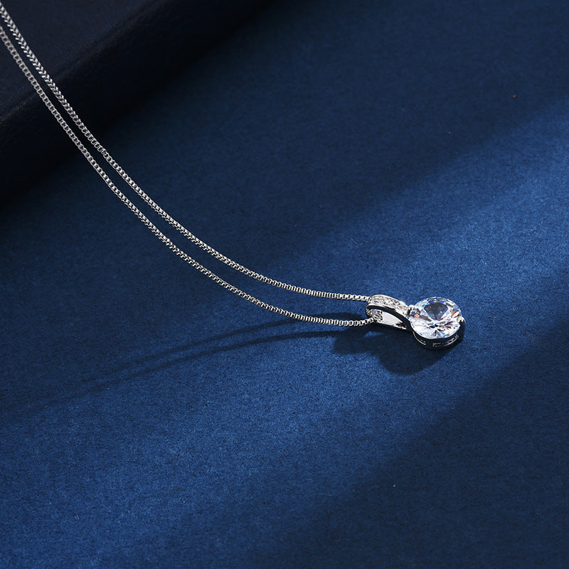 925 Zircon Water Drop Necklace Female Simple Temperament