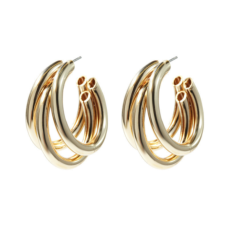 Metal circle earrings women