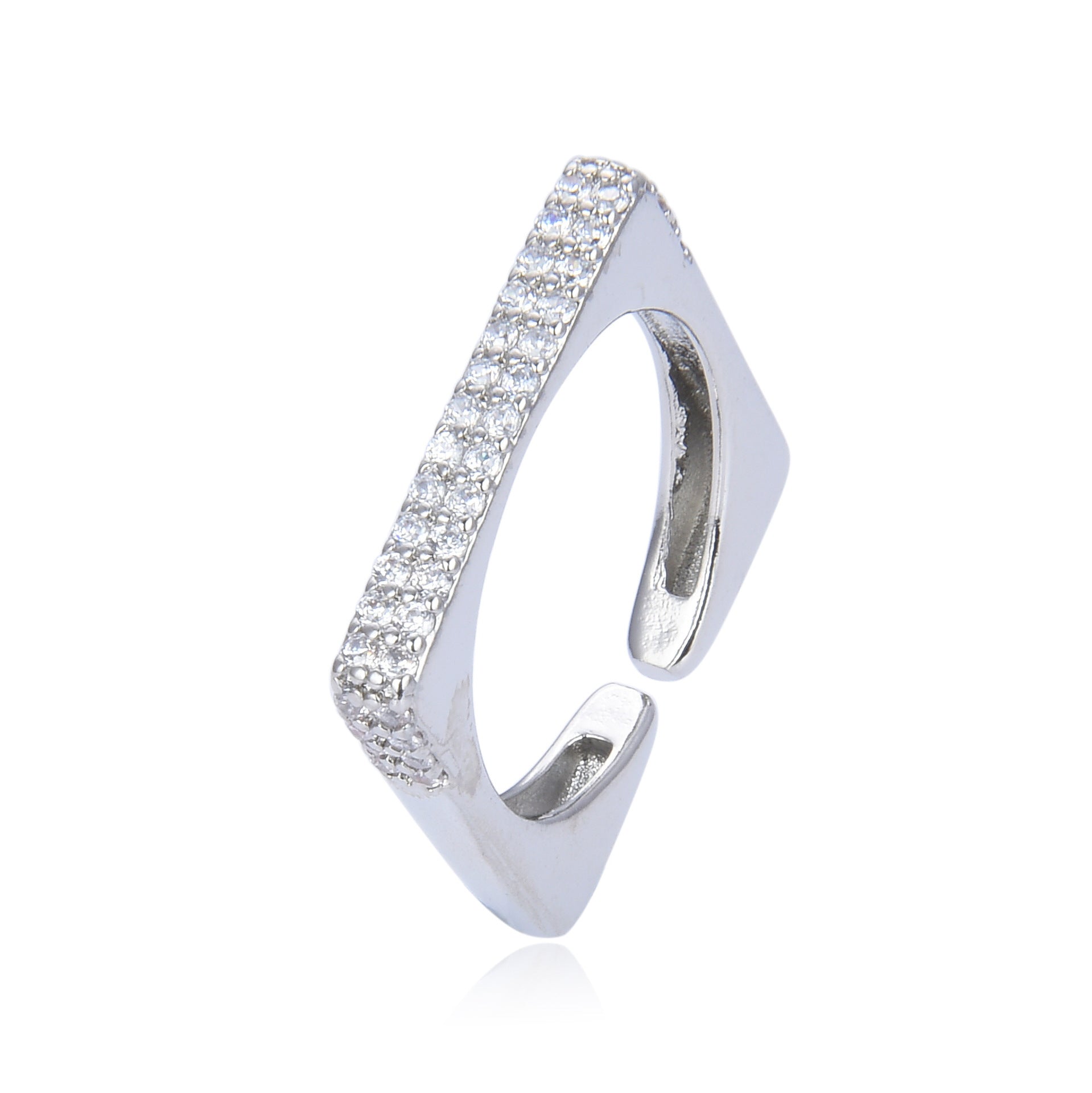 Simple Rhinestone CZ Zircon Square Ring