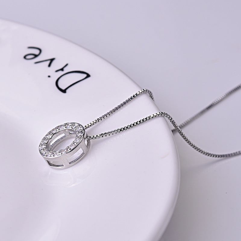 Simple temperament full diamond circle pendant