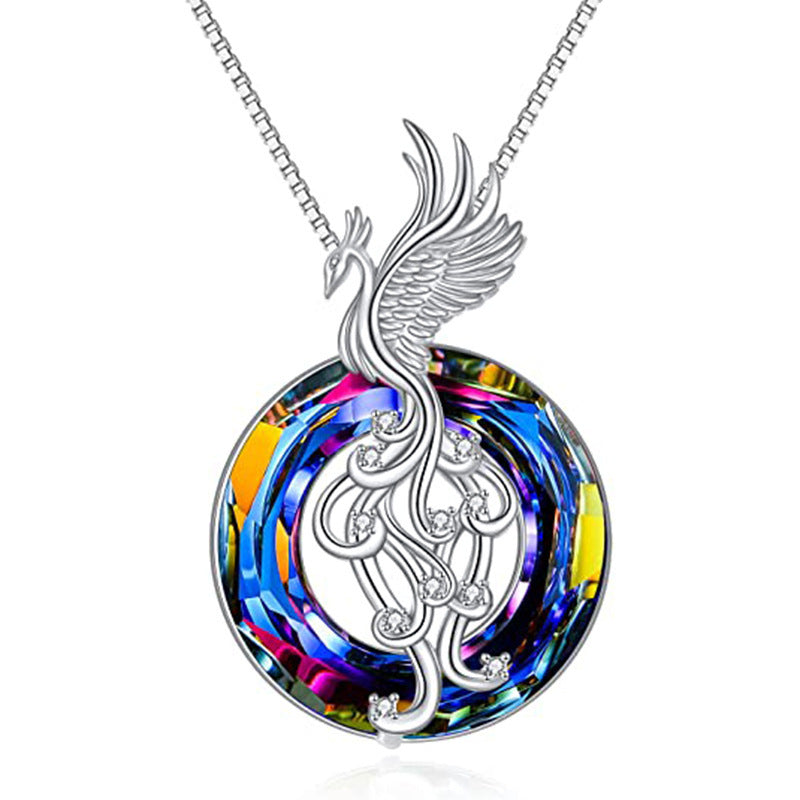 New Firebird Crystal Pendant Necklace Women's Colorful Phoenix Earrings