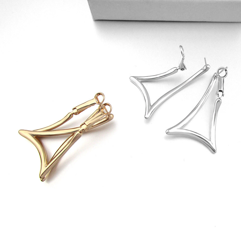 Exaggerated European And American Fashion Light Board Big Triangle Earrings