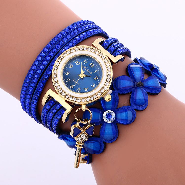 Gold Crystal Rhinestone Bracelet Watch