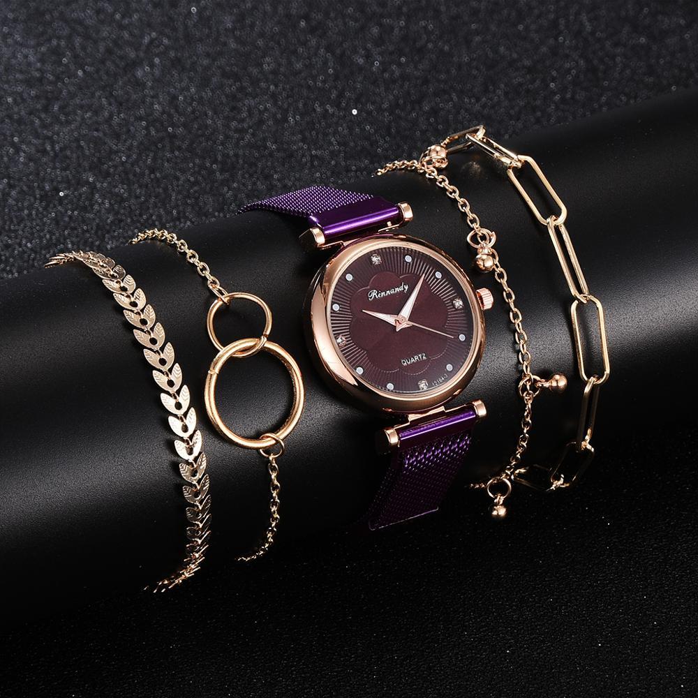 Alloy mesh strap watch set