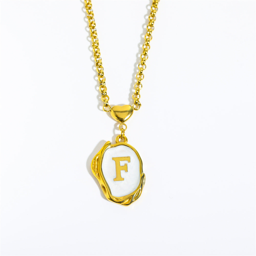 Titanium Steel Letter Drop Oil Three-dimensional Necklace