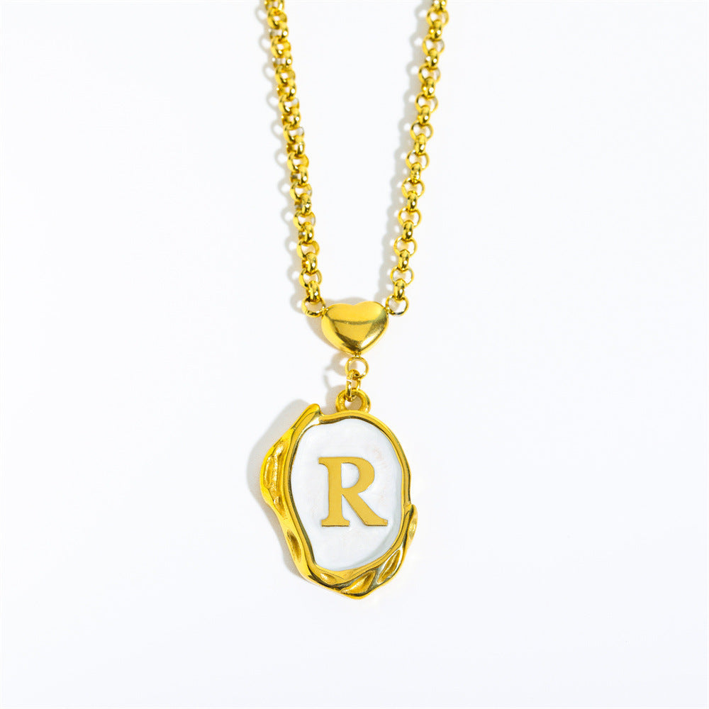 Titanium Steel Letter Drop Oil Three-dimensional Necklace