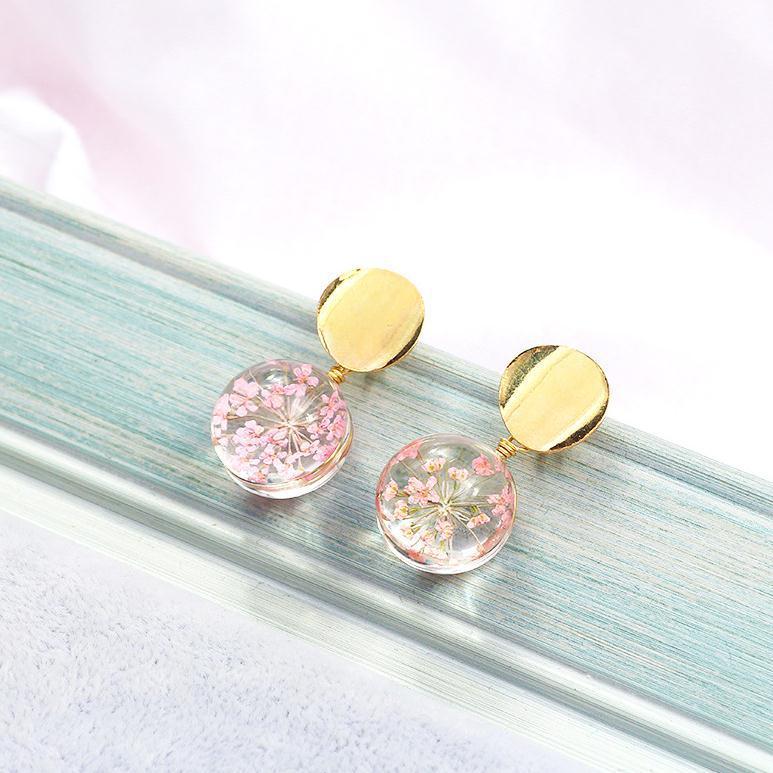 Korean Style Glass Ball Gypsophila Earrings