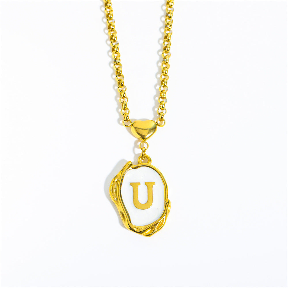 Titanium Steel Letter Drop Oil Three-dimensional Necklace