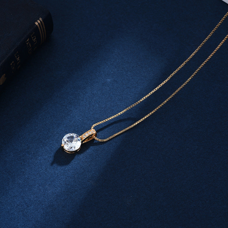 925 Zircon Water Drop Necklace Female Simple Temperament