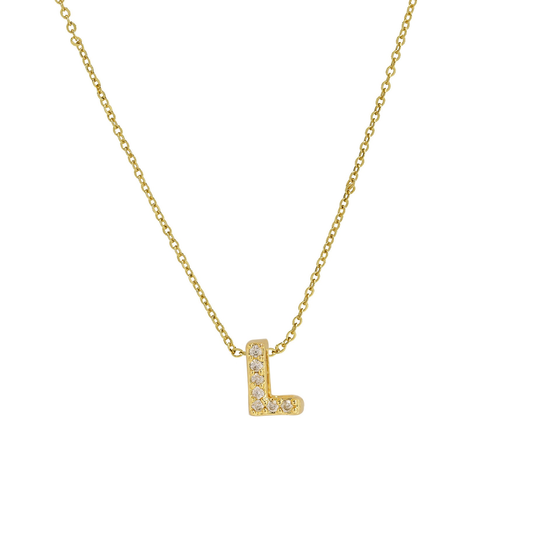 Gold Micro Inlaid With Diamond All-match Classic 26 English Letters Necklace Pendant