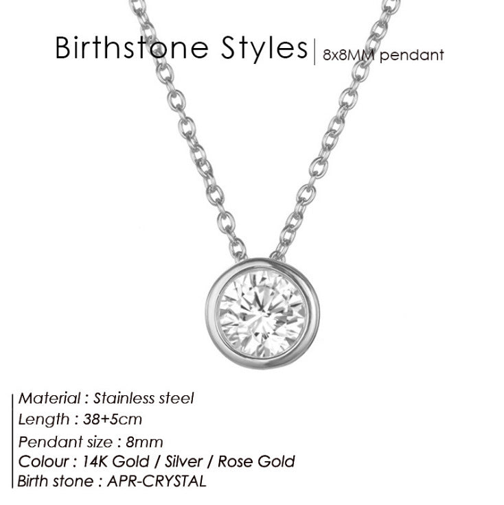 Birthstone Stainless Steel Zircon Necklace Women's Geometric