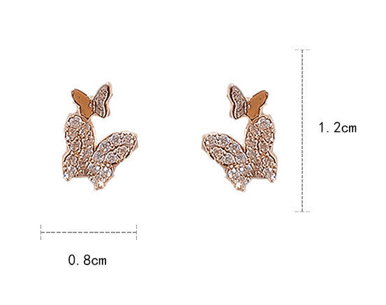 Micro Inlaid Butterfly Stud Earrings French Earrings Women