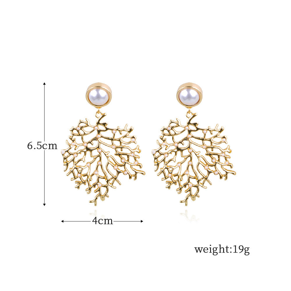 Coral Shape Alloy Earrings Women