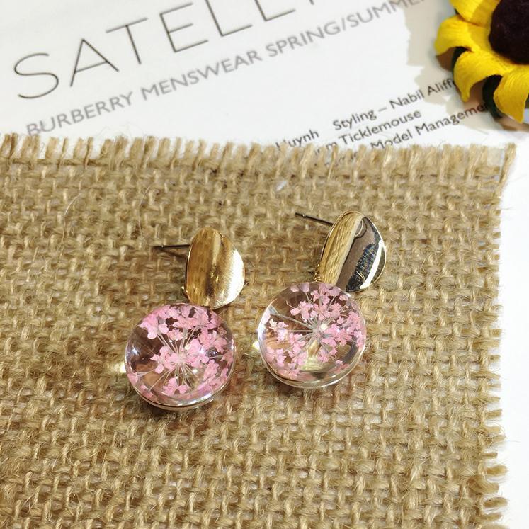 Korean Style Glass Ball Gypsophila Earrings