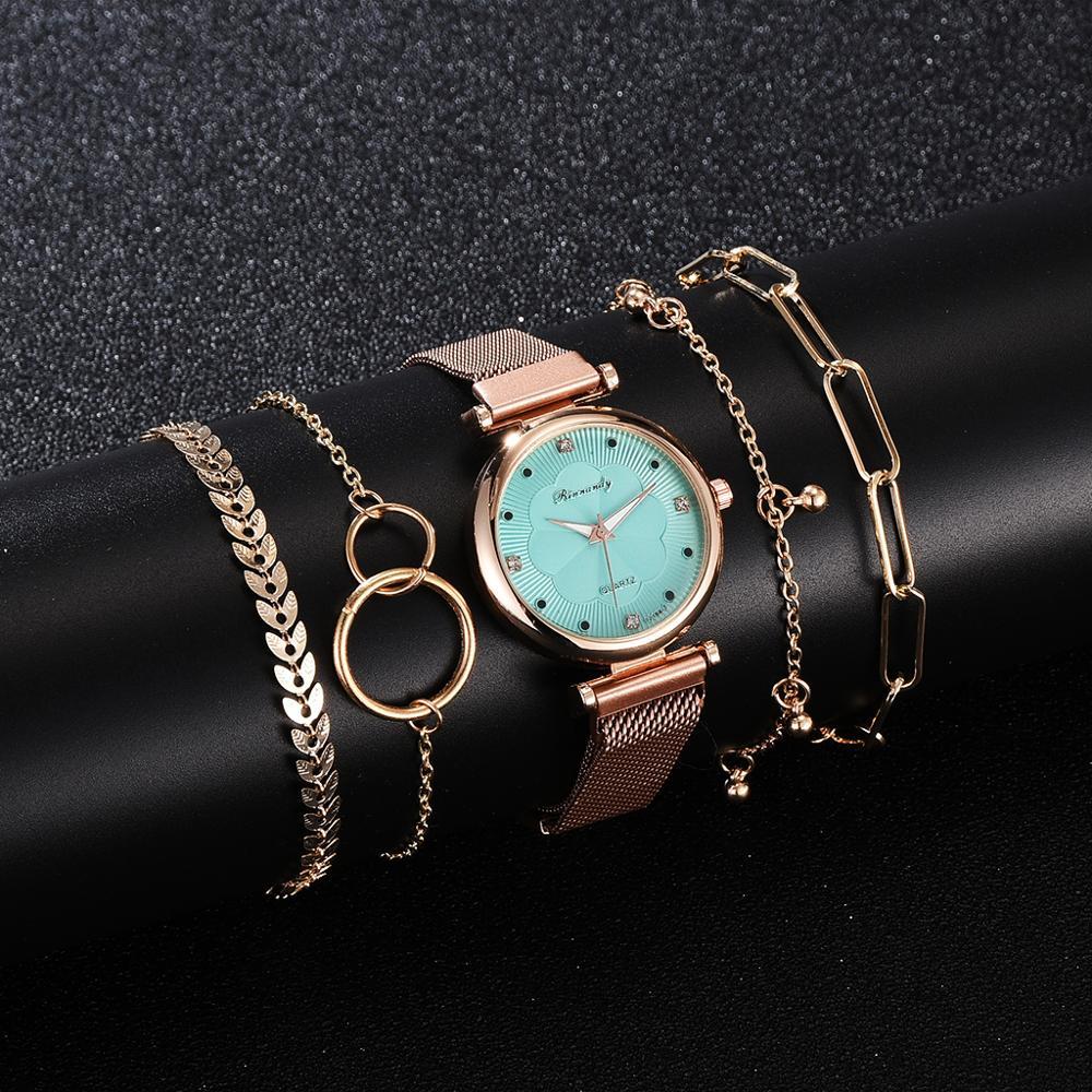 Alloy mesh strap watch set