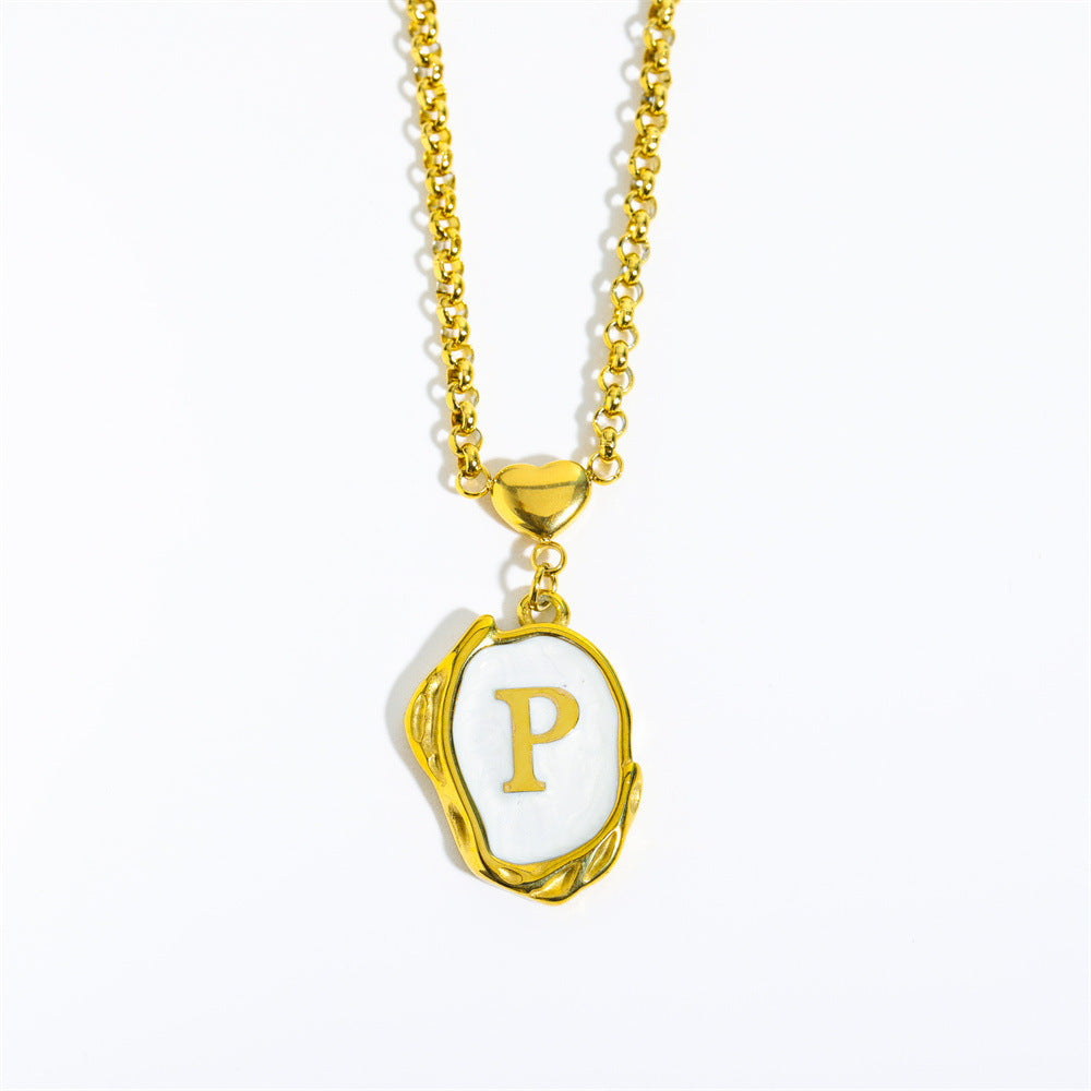 Titanium Steel Letter Drop Oil Three-dimensional Necklace