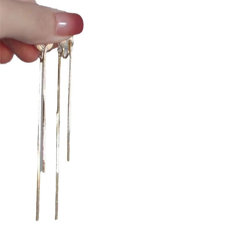 Simple Golden Long Fringed Earring Thread Non-piercing Ear Clip