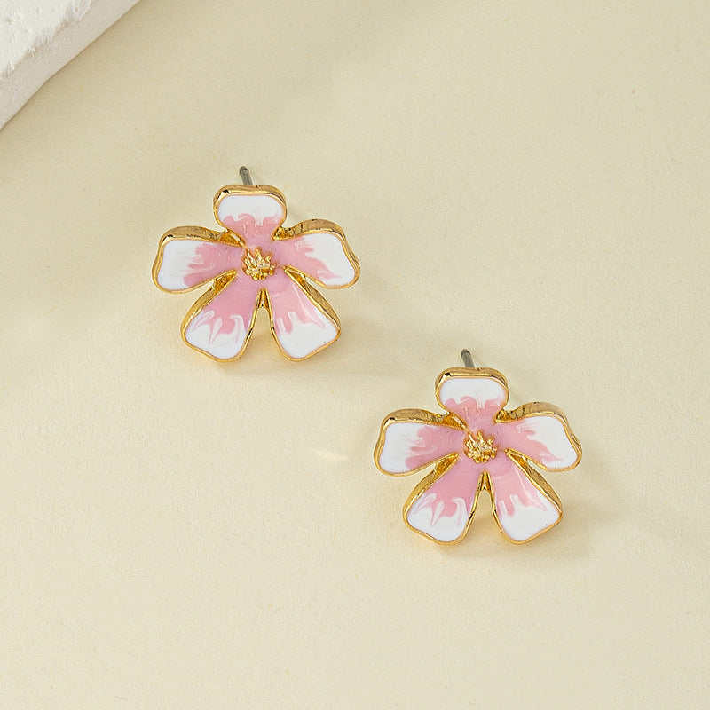 Sweet Elegance Cherry Blossom Earrings Female Korean Style Niche Design