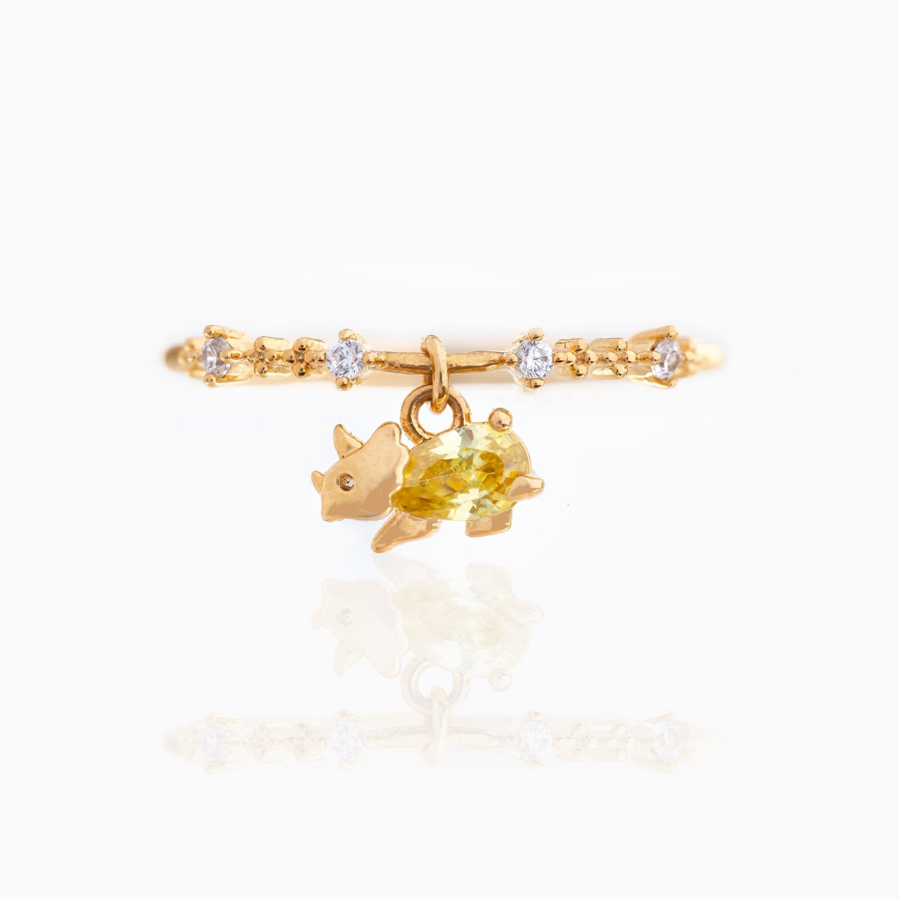 Small Dinosaur 18K Gold-plated Color-retaining Zircon Ring