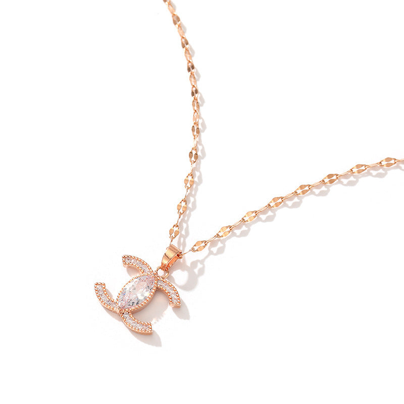 Micro zircon Swan Necklace