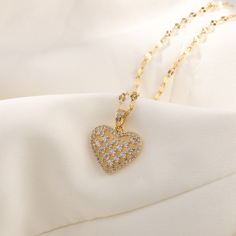 Heart Clavicle Chain Women's Geometric Independent Packaging Short Diamond Heart Necklace