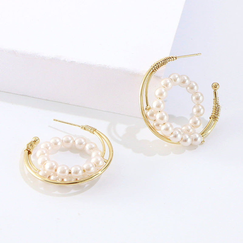 Korean Style C-shaped Golden Cold Wind Earrings