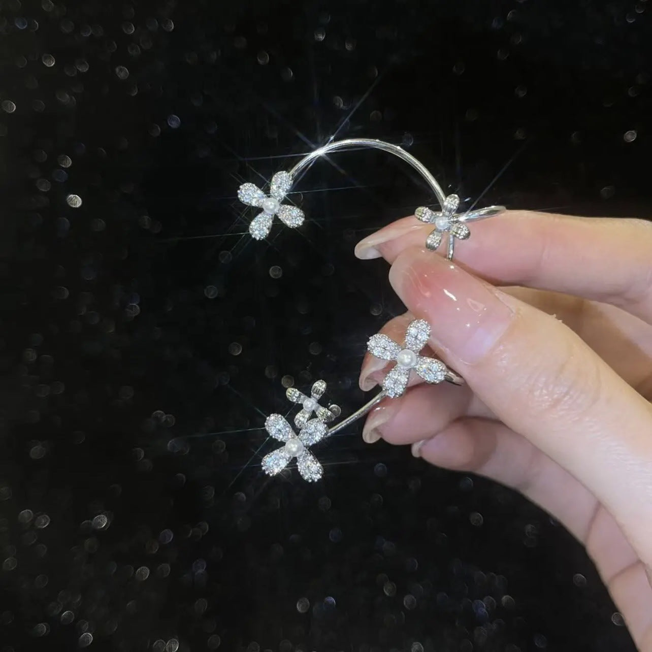 Adjustable Earrings With Micro-inlaid Zircon Flowers