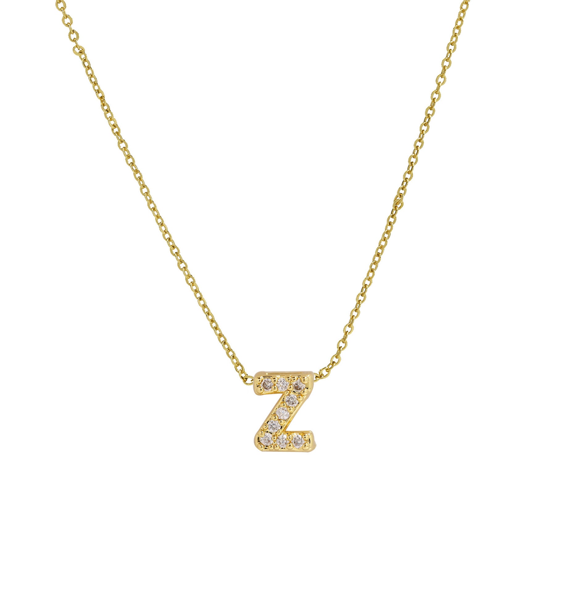 Gold Micro Inlaid With Diamond All-match Classic 26 English Letters Necklace Pendant