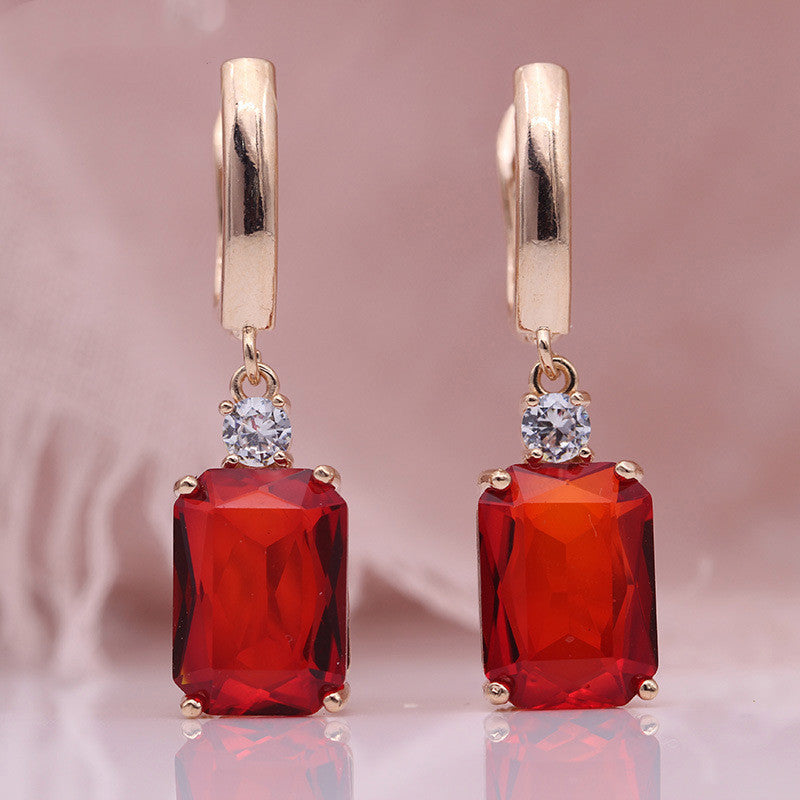 Square Long Earrings Women Natural Zirconium Earrings Earrings