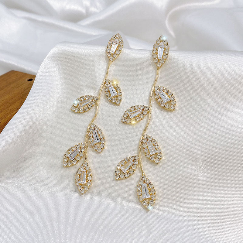 Leaf Earrings Women Long Tassel Earrings