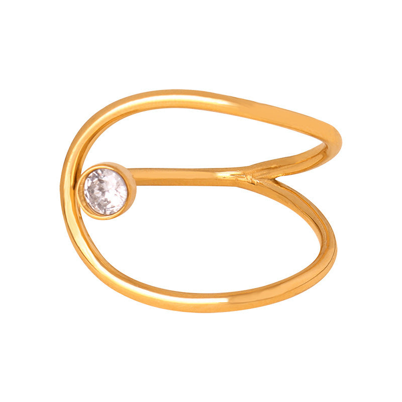 Zircon Color Shell Inlaid Titanium Steel Gold-plated Ring