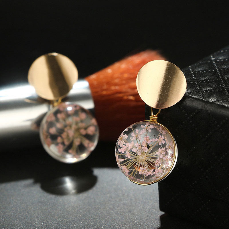 Korean Style Glass Ball Gypsophila Earrings